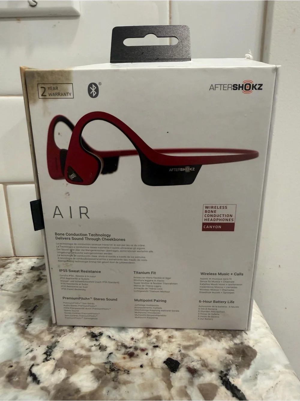AfterShokz AIR Wireless Bone Conduction Headphones - Red